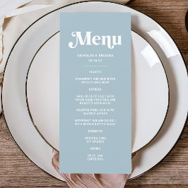 Menu Retro les années 70 Dusty Mariage bleu