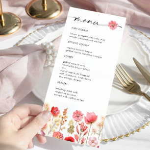 Menu Retro Pastel Pink Boho Fleur sauvage Détails sur l