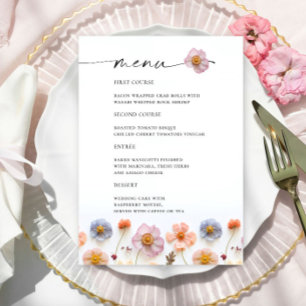Menu Retro Pastel Pink Boho Fleur sauvage Détails sur l