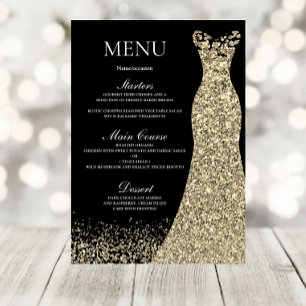 Menu Robe d'étincelle dorée Noir fête d'anniversaire