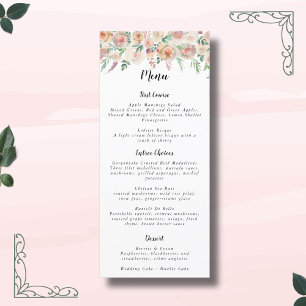 Menu Romance intemporelle Floral Mariage de couronne