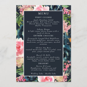 Menu Romantique Bleu Nuit Blush Rose Floral