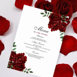 Menu Romantique Bourgogne Rouge Rose Mariage