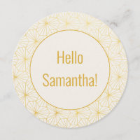 Menu rond Art déco géométrique or et blanc