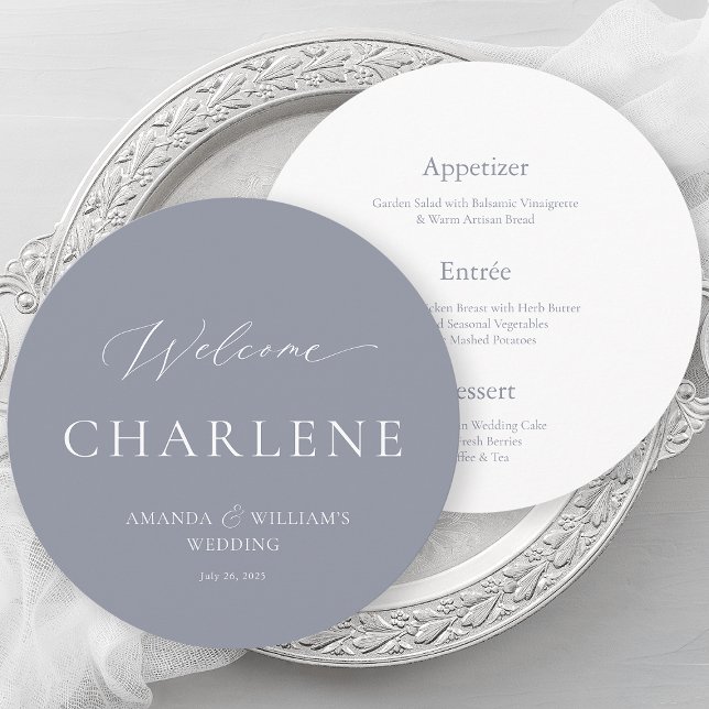 Menu Rond avec nom d'invité | Mariage de luxe (Créateur téléchargé)