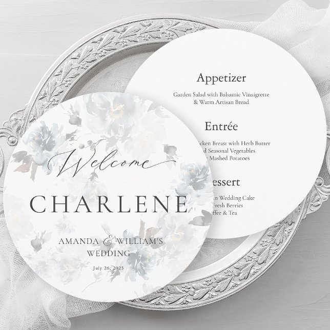 Menu Rond avec nom d'invité | Mariage de luxe (Créateur téléchargé)