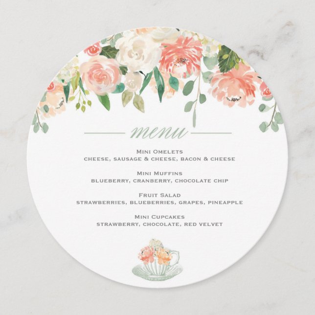Menu Rond de Baby Shower à Thé (Devant)