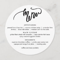 Menu rond de calligraphie moderne dans le blanc