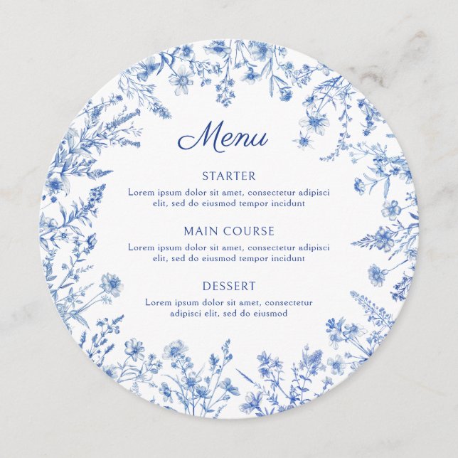 Menu Rond Fleur sauvage Bleu (Devant)