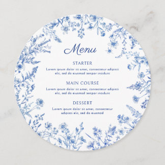 Menu Rond Fleur sauvage Bleu