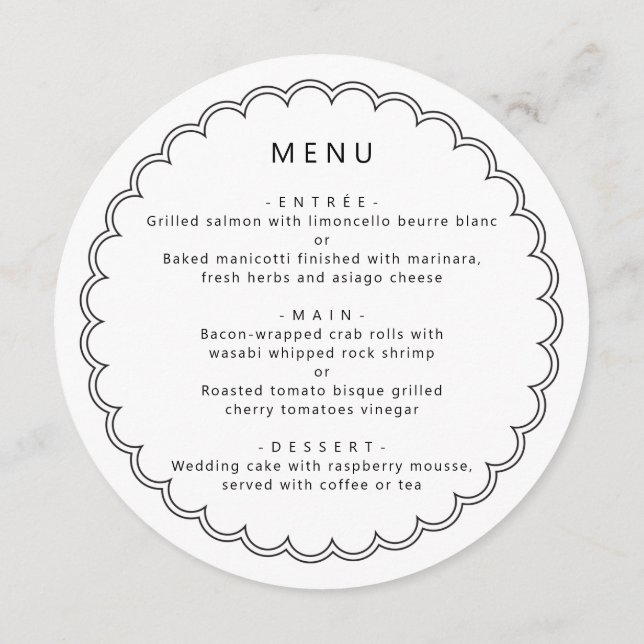 Menu Rond Moderne avec Bordure Ondulée (Dos)