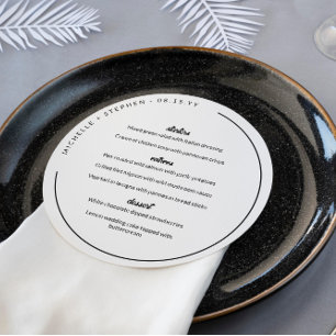 Menu Ronde Noms Courbés Blancs