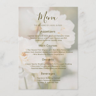 Menu Rose Blanche Fanée Photo Florale Mariage Romantiqu