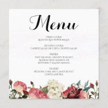 Menu rose de mariage