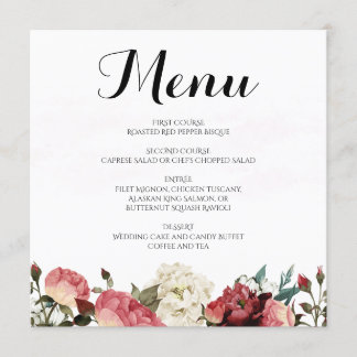 Menu rose de mariage
