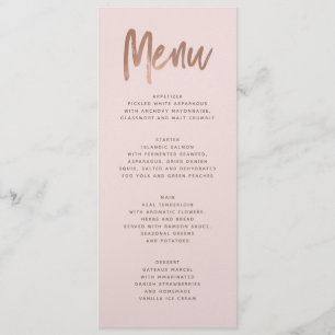 Menu rose de mariage d'or de brosse moderne
