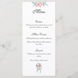 Menu Rose en aquarelle Protéa roi Élégant mariage