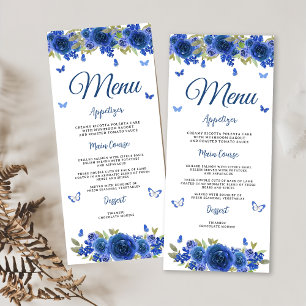 Menu Rose en argent bleu Quinceanera