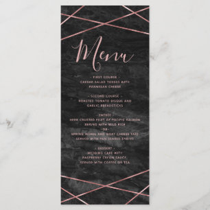 Menu Rose en marbre noir Ligne or Mariage géométrique M