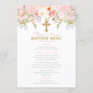 Menu Rose Garden Girl Baptism Custom 5x7 Event