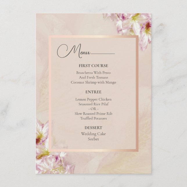 Menu Rose Gold Azalea Mariage (Devant)