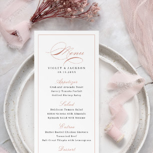 Menu Rose Gold Classic Élégance Script Mariage simple