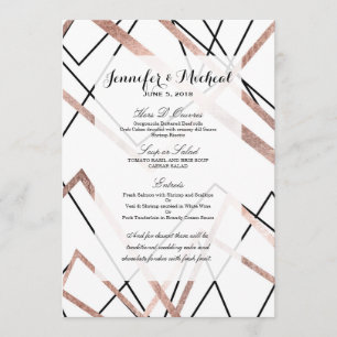 Menu Rose Gold White Linear Triangle Motif Abstrait