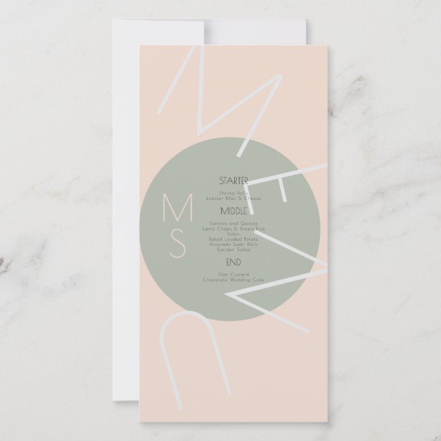 Menu rose Mariage circulaire  cardiaque monogramme (Devant)