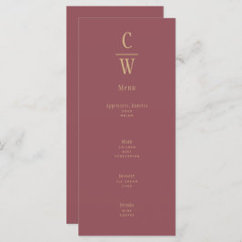 Menu Rose moderne Pink Gold Mariage Monogramme