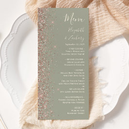 Menu Rose moderne Sage vert or Parties scintillant Mar