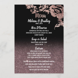 Menu Rose noir Parties scintillant or Floral Mariage Me