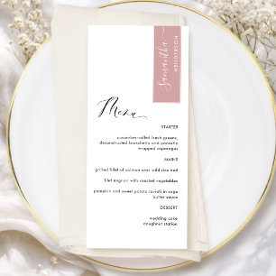 Menu Rose Pâle Personnalisé avec le Nom de l'Invité Élé