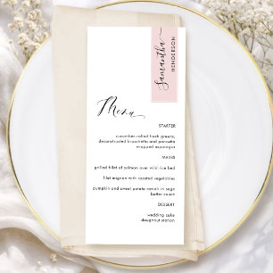 Menu Rose Poussiéreuse Personnalisé avec Nom d'Invité É