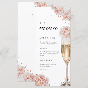 Menu Rose rose pâle Fête des mariées élégante