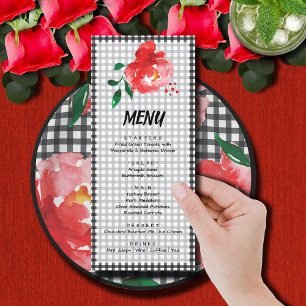 Menu Rose rouge sur noir et blanc En vichy vérifier Der