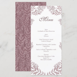 Menu Rose Taupe Mariage Vintage Botanique