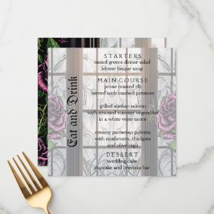 Menu Rose violet par la fenêtre - mariage de style goth