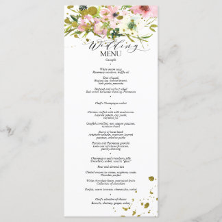 Menu Roses blanches et blanches avec éclaboussures d'or
