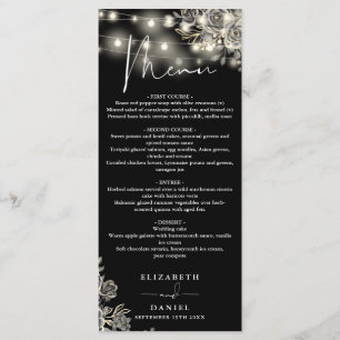 Menu Roses Noires Et Blanches Lumières Mariage Gothique