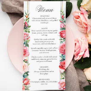 Menu Roses roses romantiques et calligraphie
