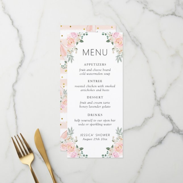 Menu Roses roses roses et Fête des mariées Rose (Devant/Arrière en situation)