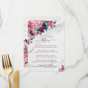 Menu Roses roses roses Florales Marbre Mères Fête Brunc