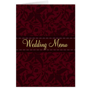 Menu rouge de mariage de brocard de damassé
