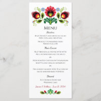 Menu rouge Fleurs folkloriques polonaises