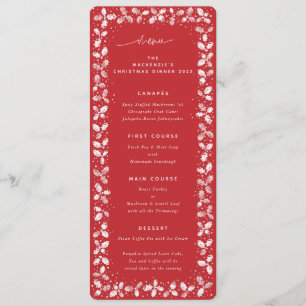 Menu Rouge Hand imprimé Holly+Berries Noël