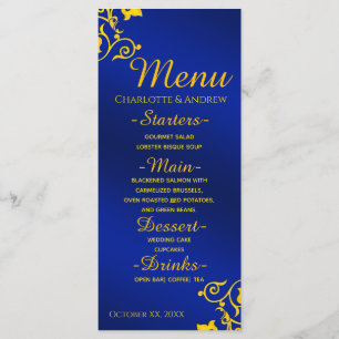 Menu Royal Blue and Gold Mariage
