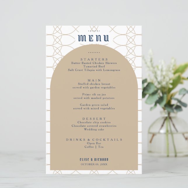 Menu Royal Blue Classic Retro Mariage (Debout devant)