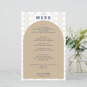 Menu Royal Blue Classic Retro Mariage