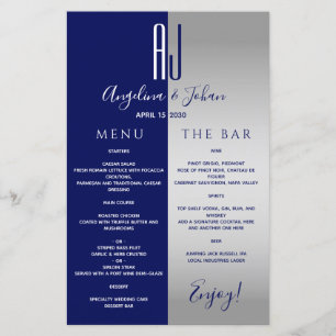 Menu Royal Blue Mariage Bar
