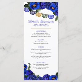 Menu Royal Blue Rose Rustic Western Charra Party